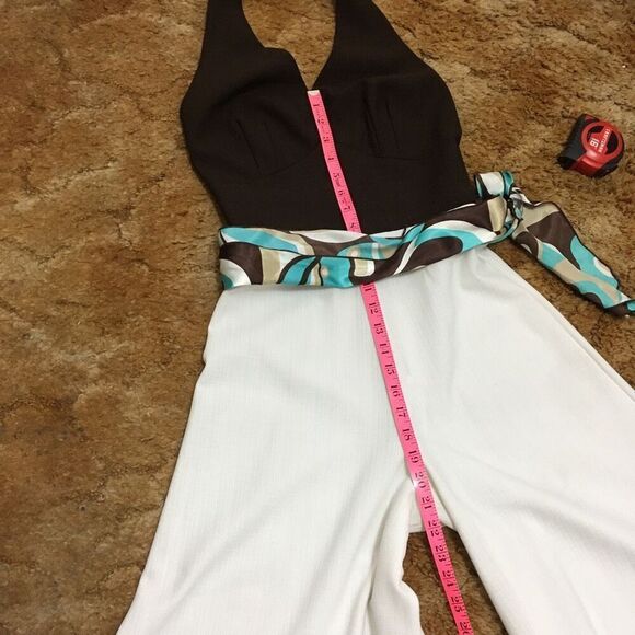 Vintage 60’s / 70’s Wide Leg Belted Halter Jumpsuit - Picture 8 of 11